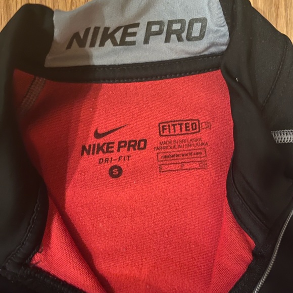 Nike Pro Pullover Mens Small Black Fitted 1/4 Zip Pro Combat Max Dri Fit - Picture 2 of 3